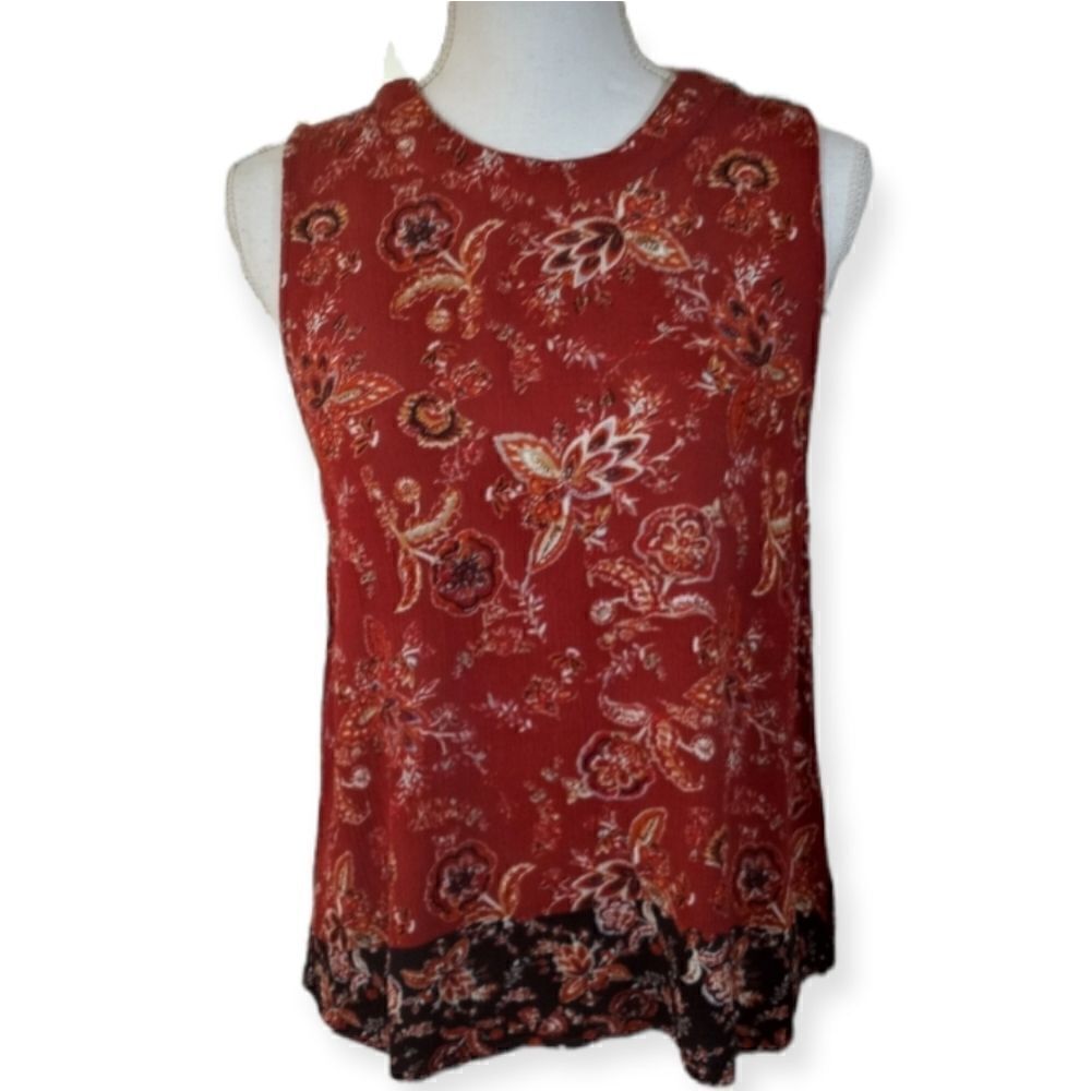 ELODIE RUST FLORAL TOP SZ.L EUC